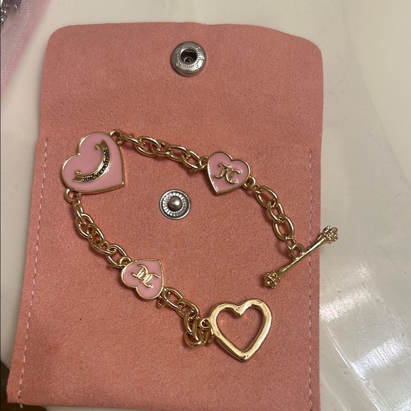 Juicy Couture Jewelry - Juicy Couture gold and pink heart bracelet